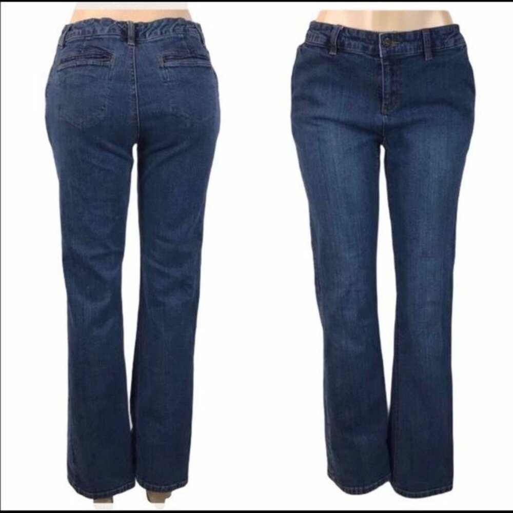 LIZ & CO. Medium Wash Straight Leg Denim Jeans Size 10